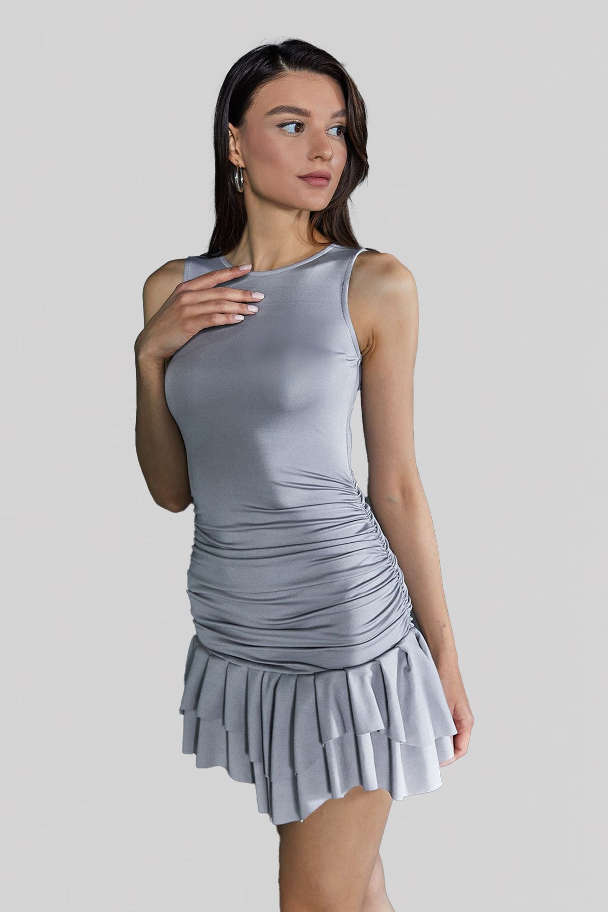 boutiquen-Model 3066 cu fustă etajată și rochie adunată 3