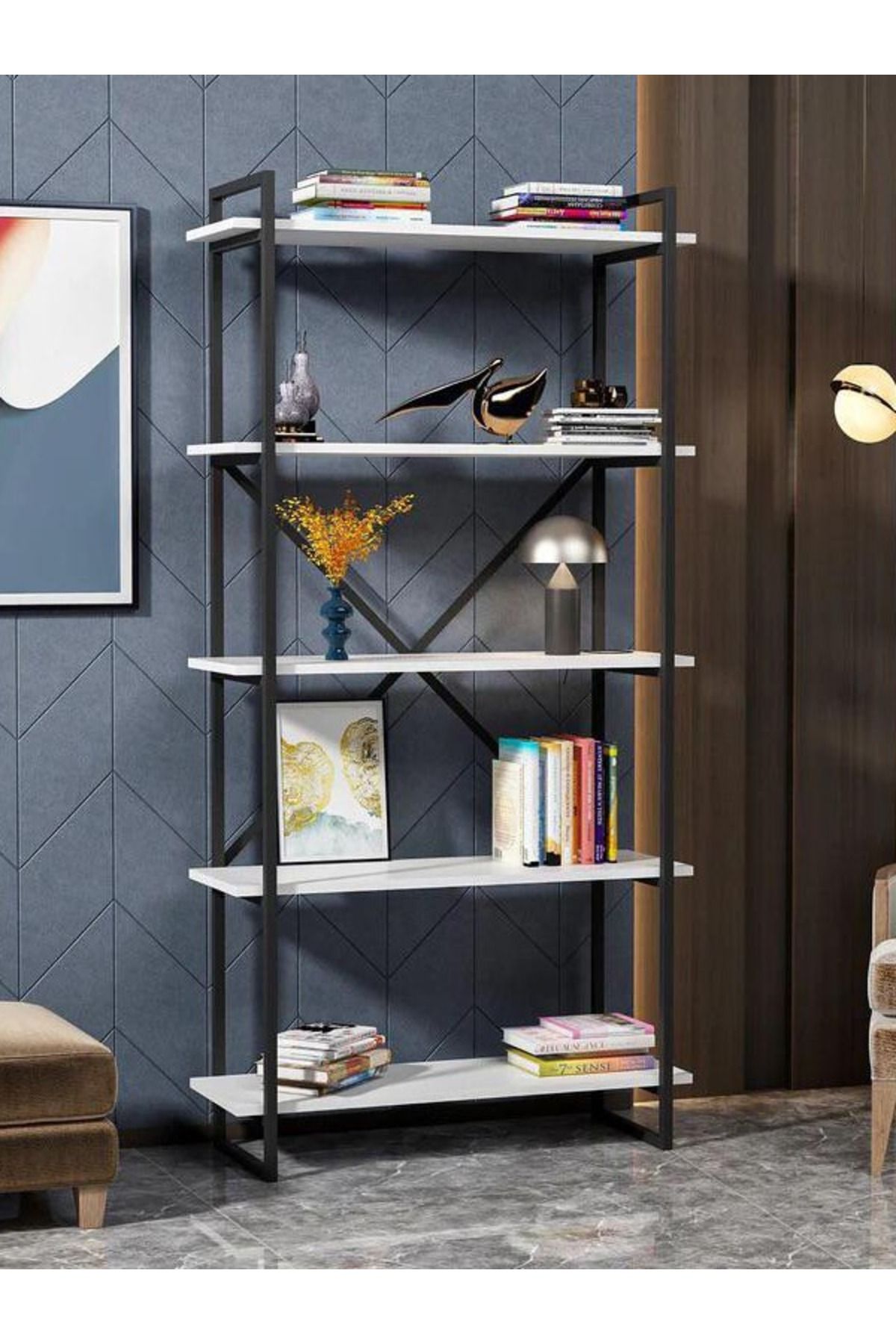 Luxury 5 Katlı Kitaplık Aksesuar Rafı Kütüphane Rafı