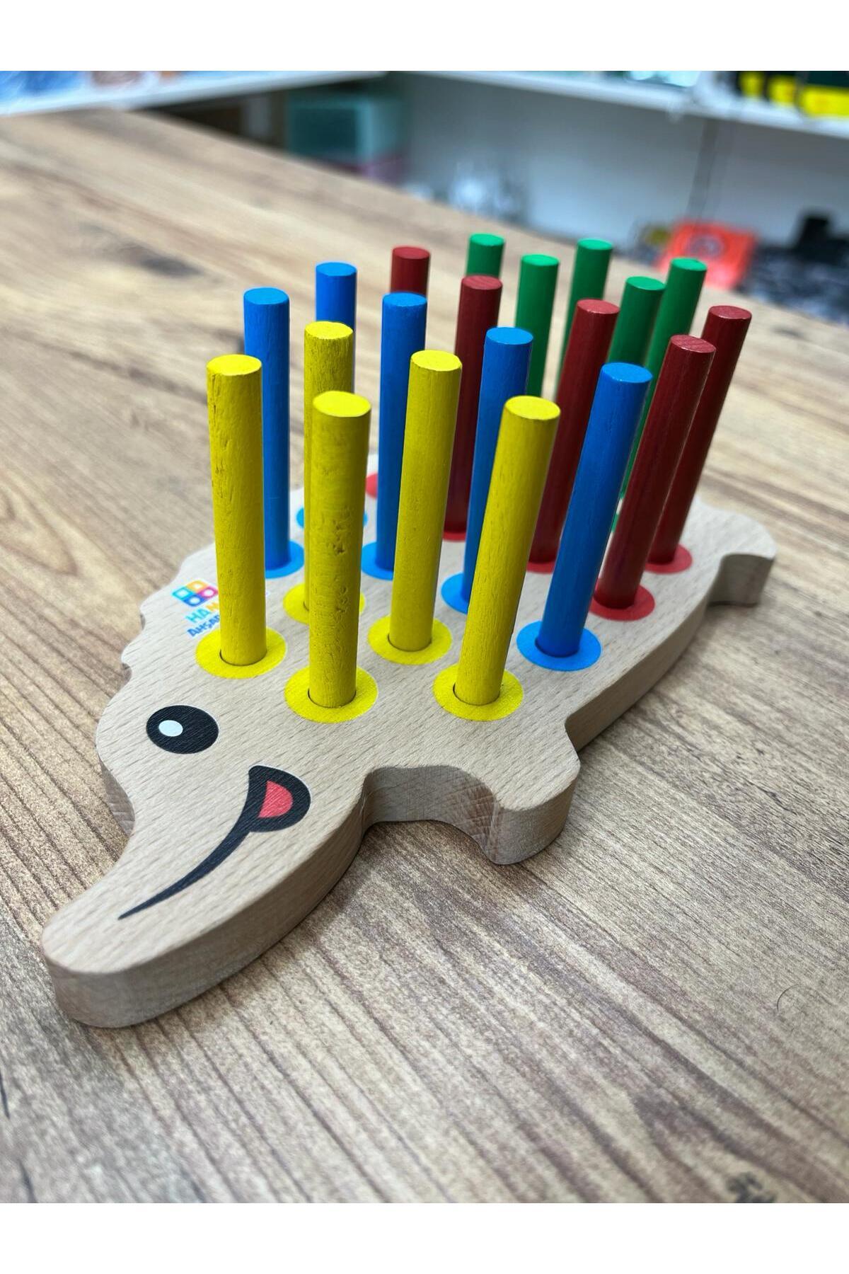 devtoptan Montessori Eğitici Ahşap Oyuncak – Tak Çıkar Renkli Ahşap Kirpi Oyuncak fotoğrafı 2 (önizleme)