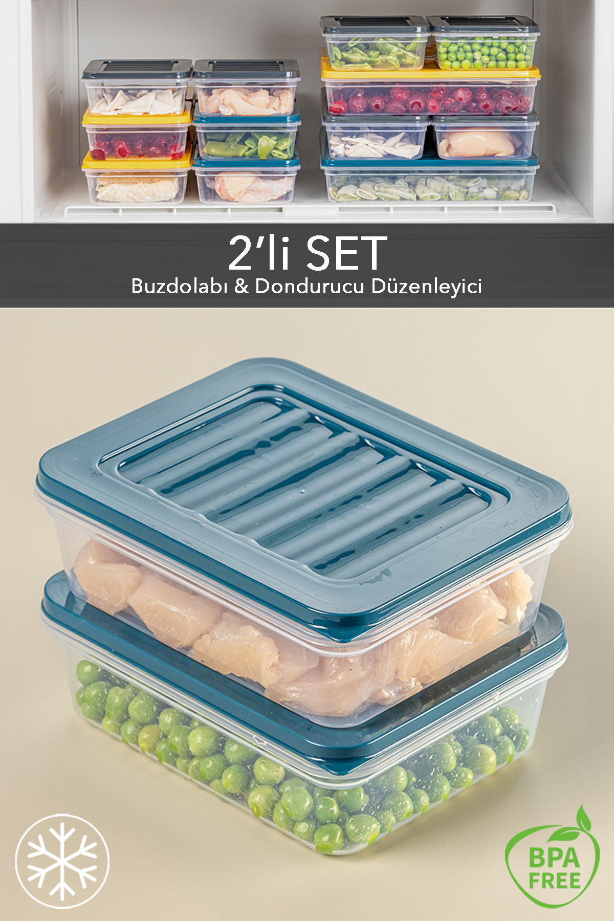 Meleni Home 2'li Buzdolabı Organizer Mikrodalga Ve Difrize Uygun