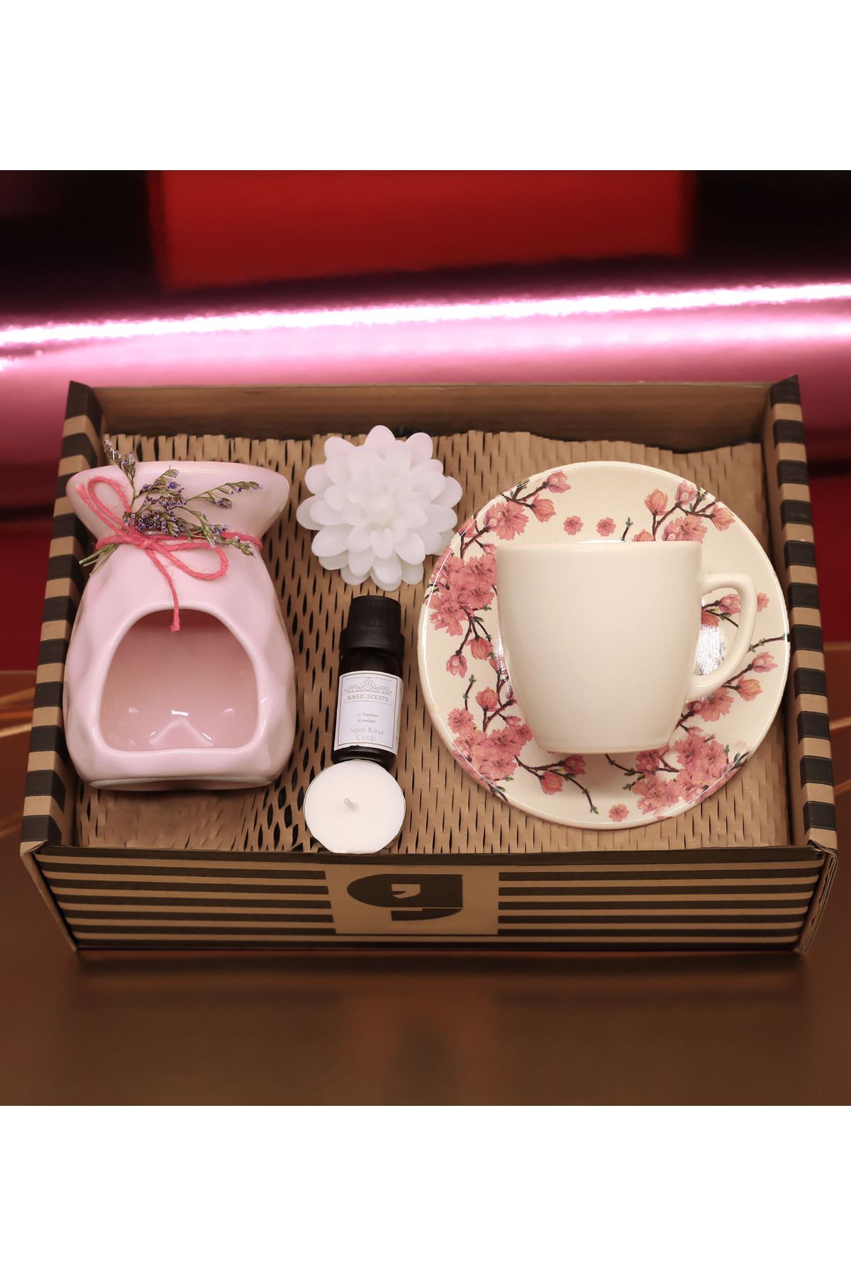 Censer & Censer Scent & Handmade Colorful Coffee Cup & Decorative Candle Gift Set