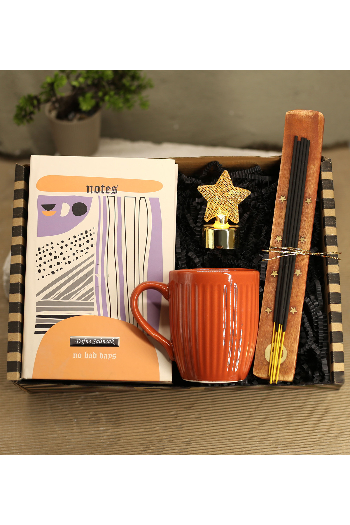 Personalized Patterned Notebook & Mug & Star LED Light & Incense Gift Set