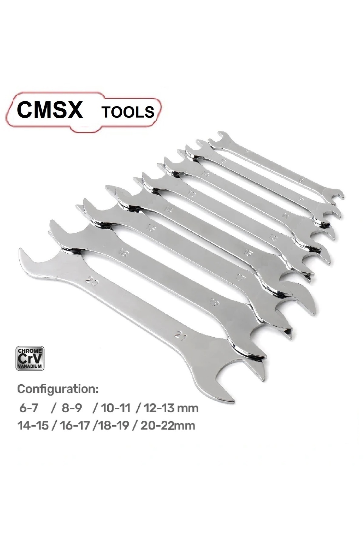 Depolife Açık Ağız Anahtar Takımı 8 Parça Ultra Ince Çelik 2 Ağızlı Anahtar Seti 8mm-22mm