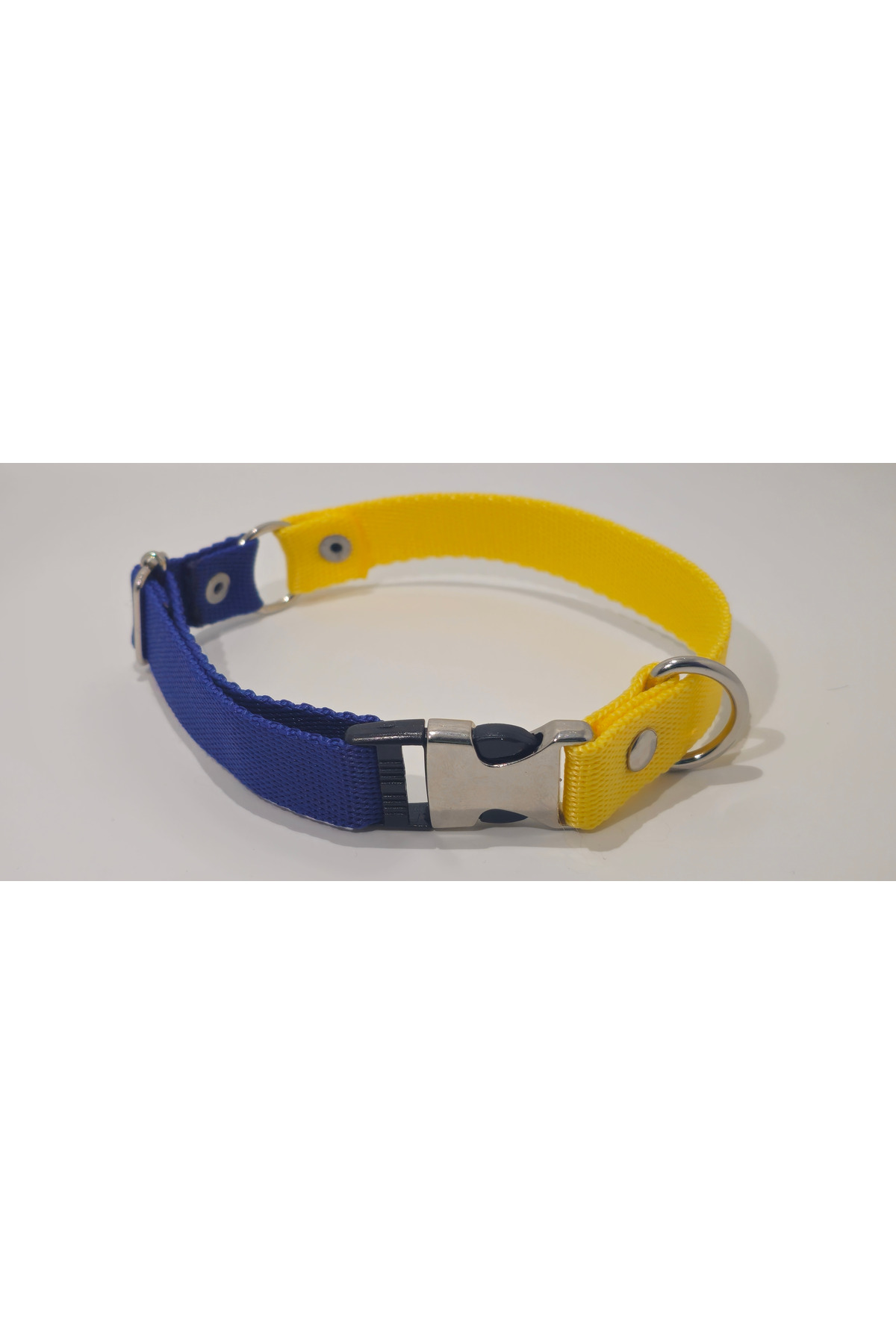 Küçük/büyük Köpekler Içinrahat Ayarlanabilir Çift Renk Sarı-lacivert Boyun Tasması-2cm En Ölçü Tasma