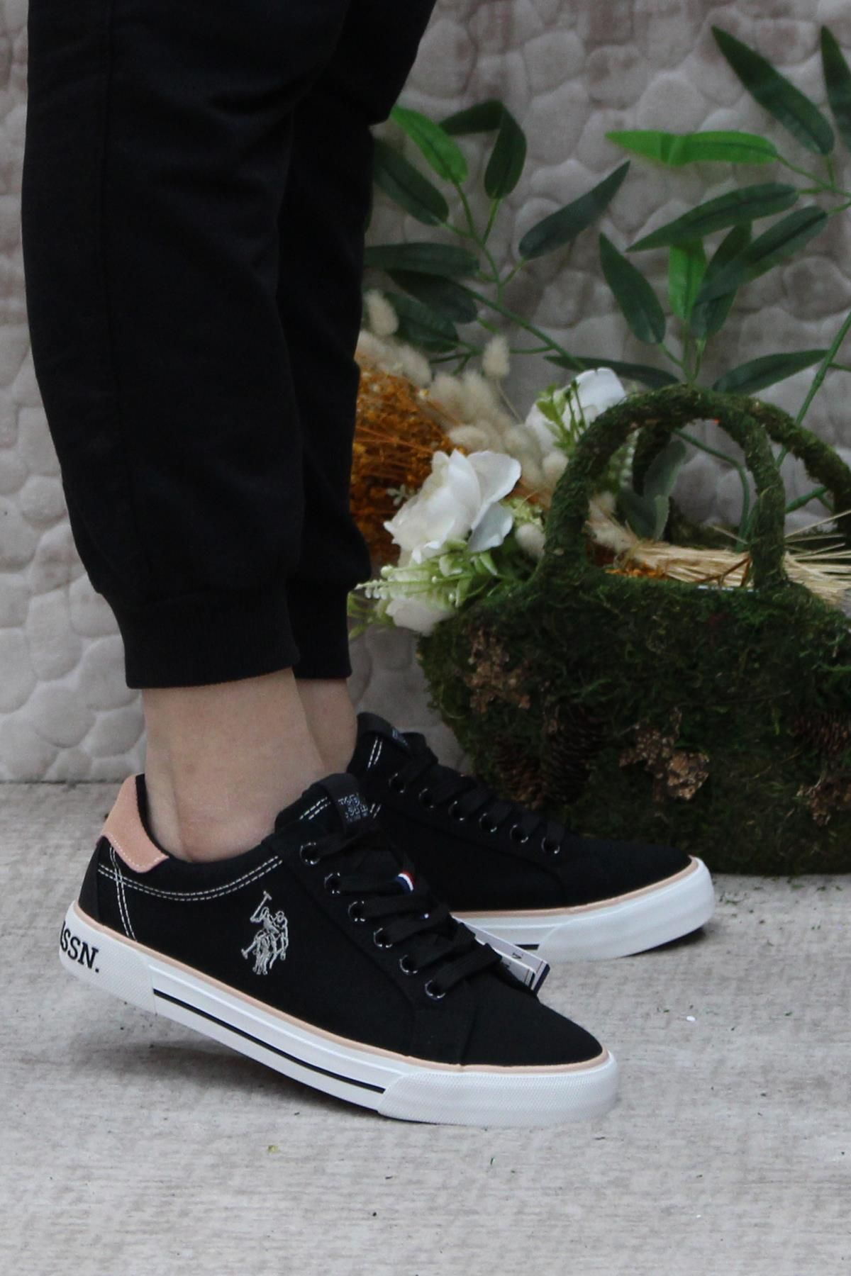 U.S. Polo Assn. Rachel Siyah Keten Orijinal Ürün Sneaker Kadın Ayakkabı
