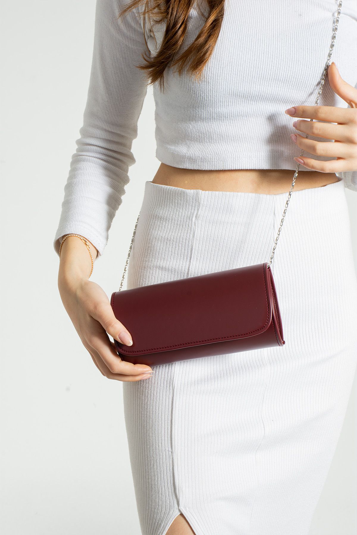 bibags Geantă De Seară Mată Strălucitoare Burgundy Femeie - One Size