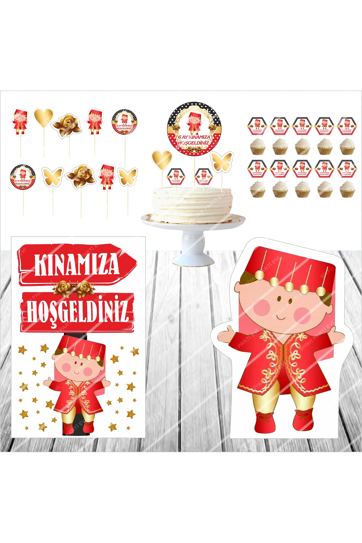 6 AY KINASI Pasta Süsü Seti Masa Panosu 2li