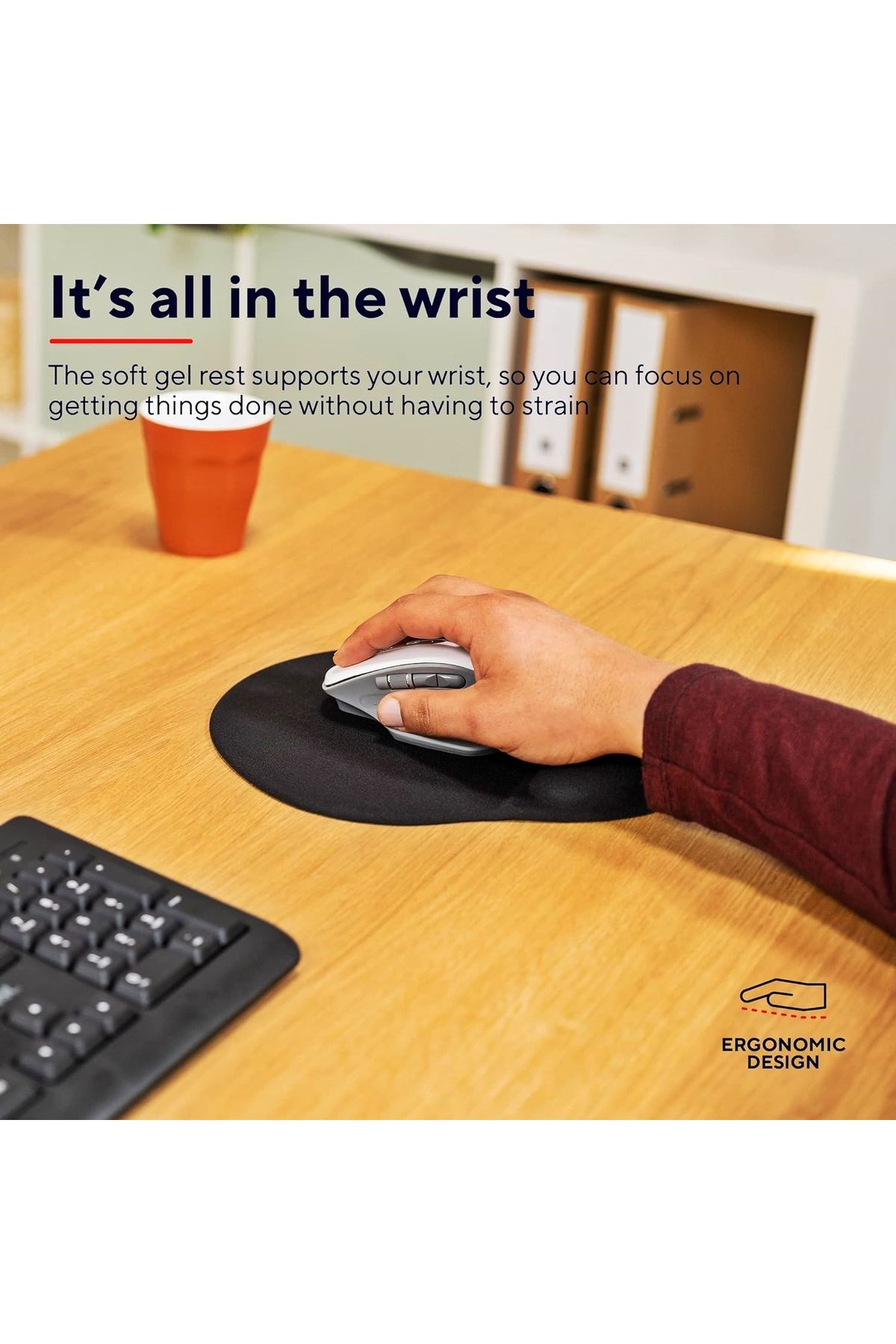 Boldy-Mouse Pad with Wrist Support Non-Slip Mouse Pad Mouse Pad Red Mouse Pad Oval Mouse Pad Mousepad 6