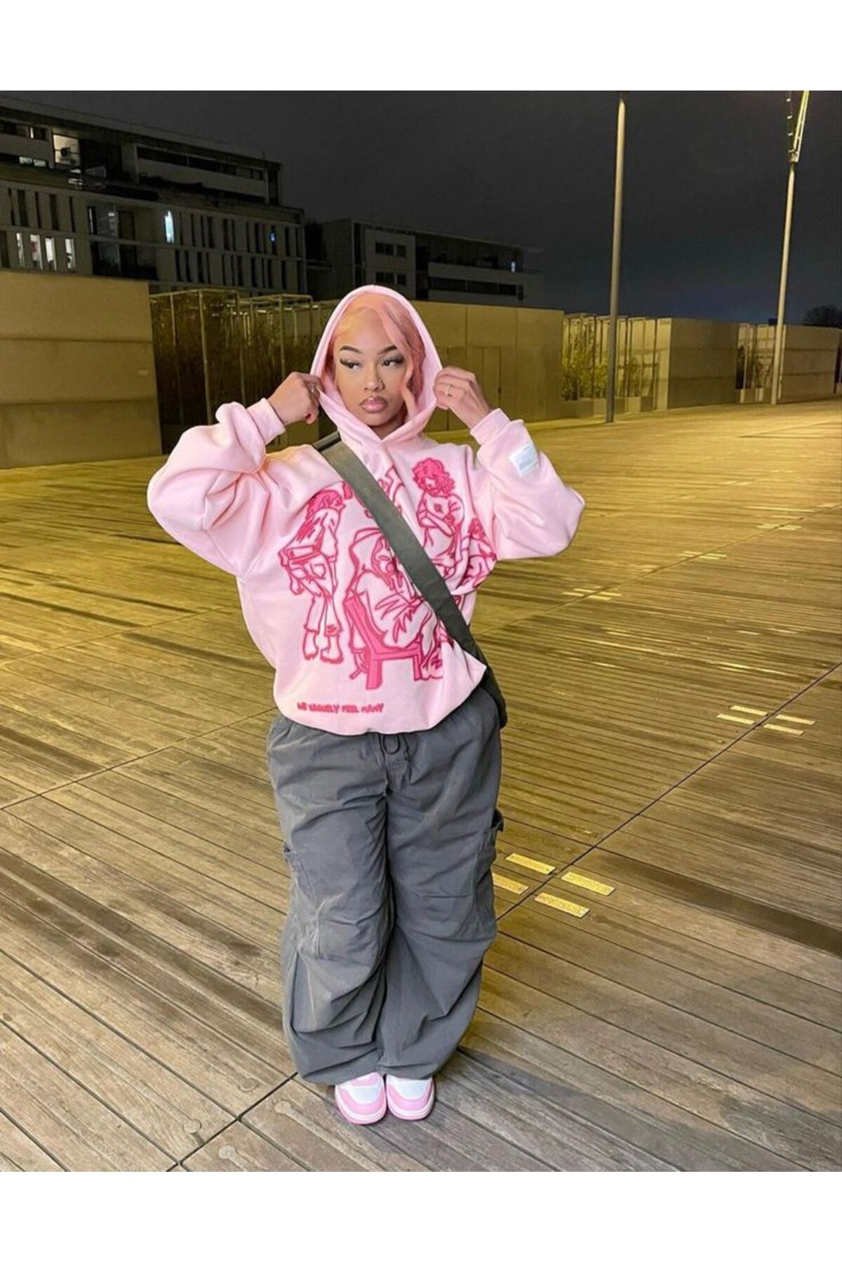 Fumood We Vaguely Feel Many Baskılı Unisex Hoodie Oversize Kapşonlu