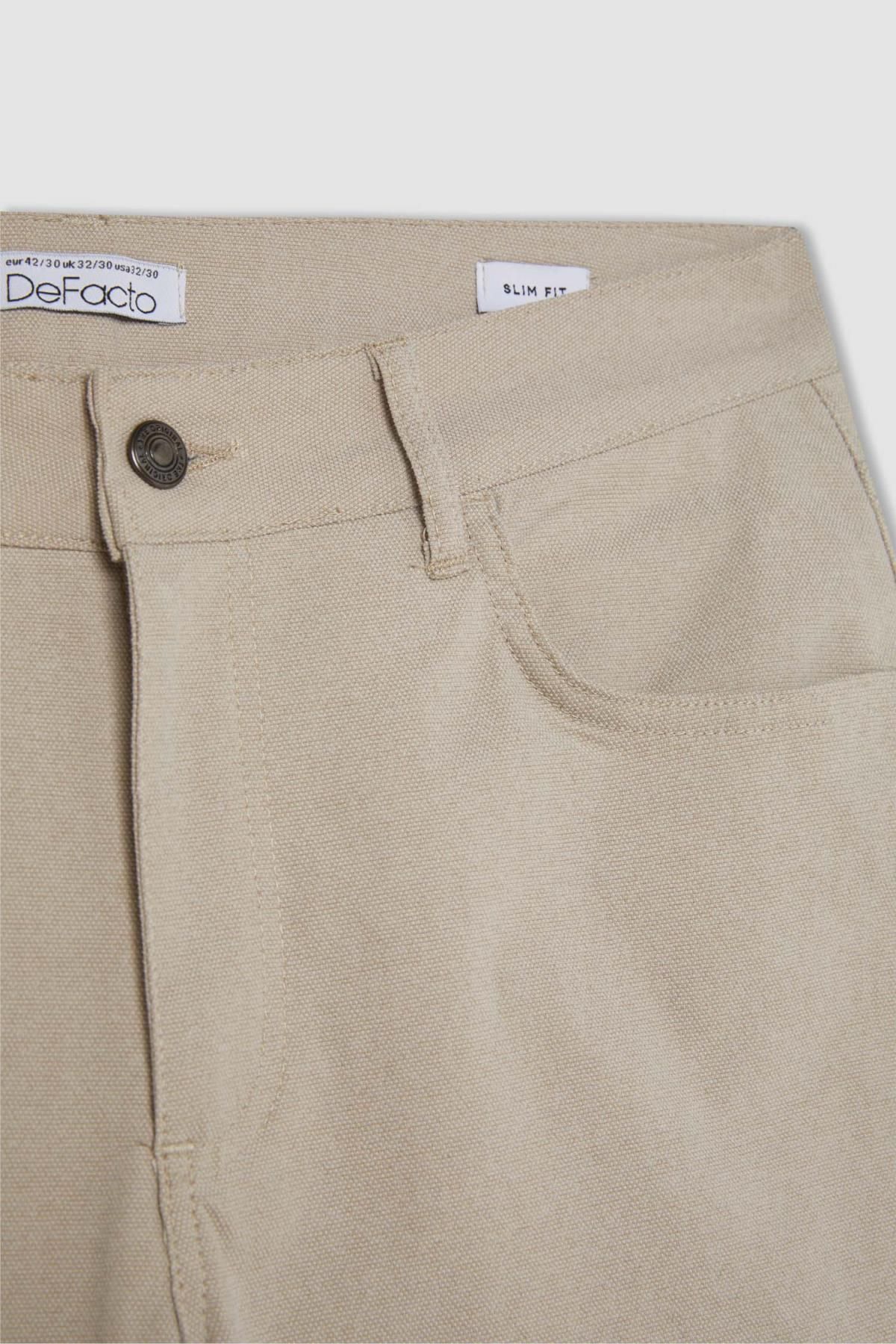 شلوار Chino Canvas Slim Fit Slim Fit Jeb Skinny Leg T1055az24sp Defacto