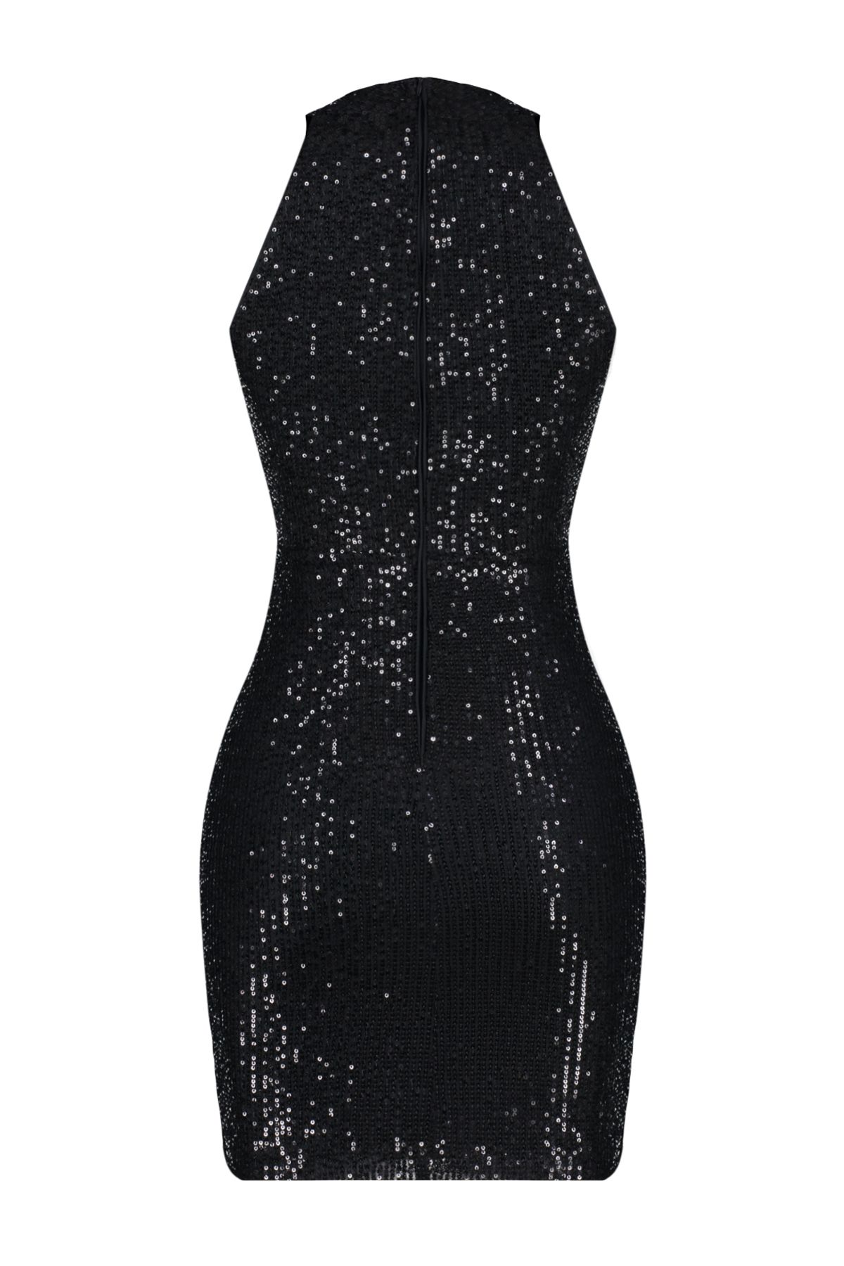 Trendyol Collection-Rochie de seara scurta cu paiete tricotata neagra - TPRSS24EL00151 7