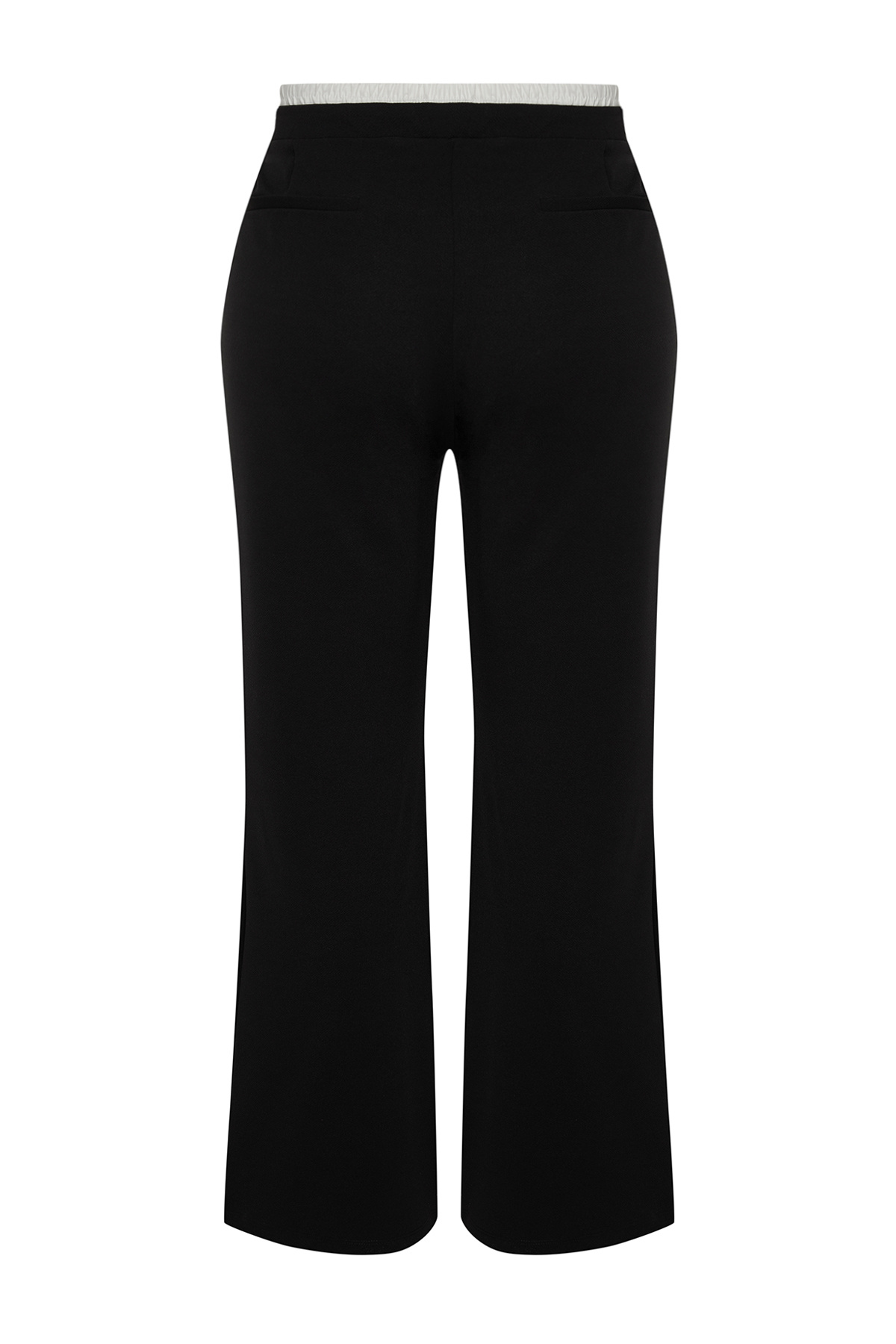 Trendyolmilla  Siyah Beli Poplin Detaylı Yüksek Bel Wide Leg/Geniş Paça Örme Büyük Beden Pantolon TBBSS24AR00000 - Görsel 8