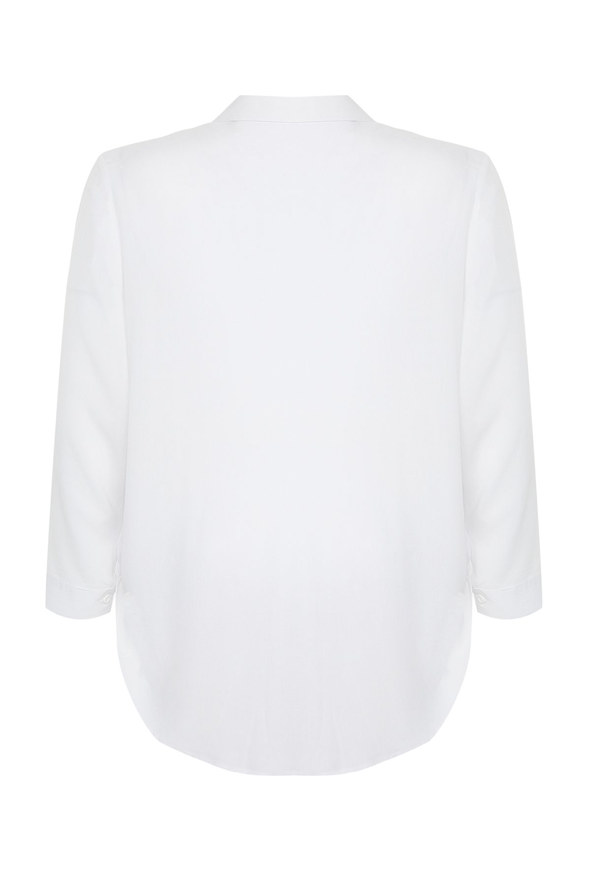 Trendyol Curve-White Oversize Woven Shirt Tbbss24Ax00017 8
