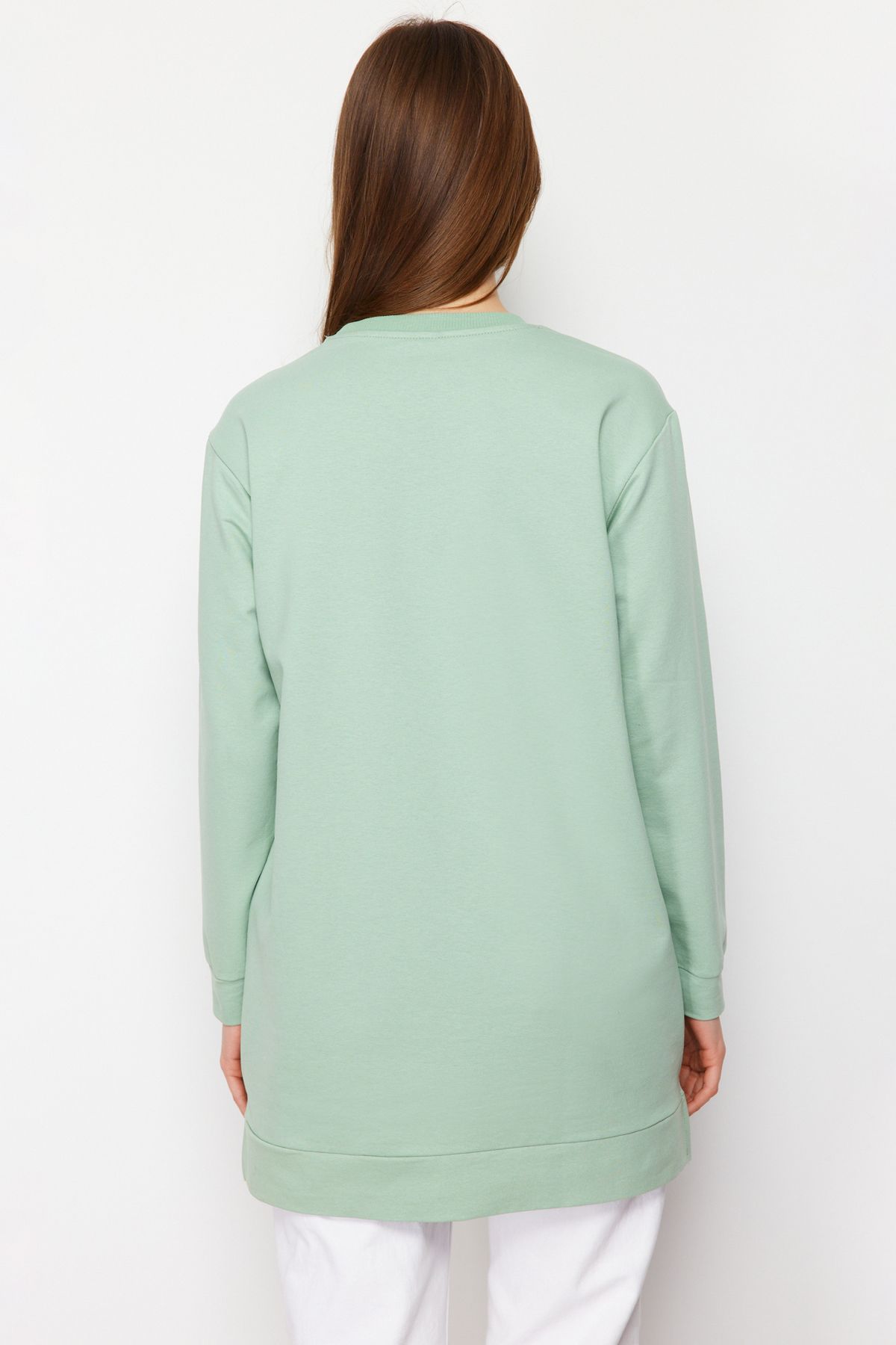 Trendyol Modest-Mintgrüne Stricktunika mit Rundhalsausschnitt und Steindetail TCTSS22TN0072 6