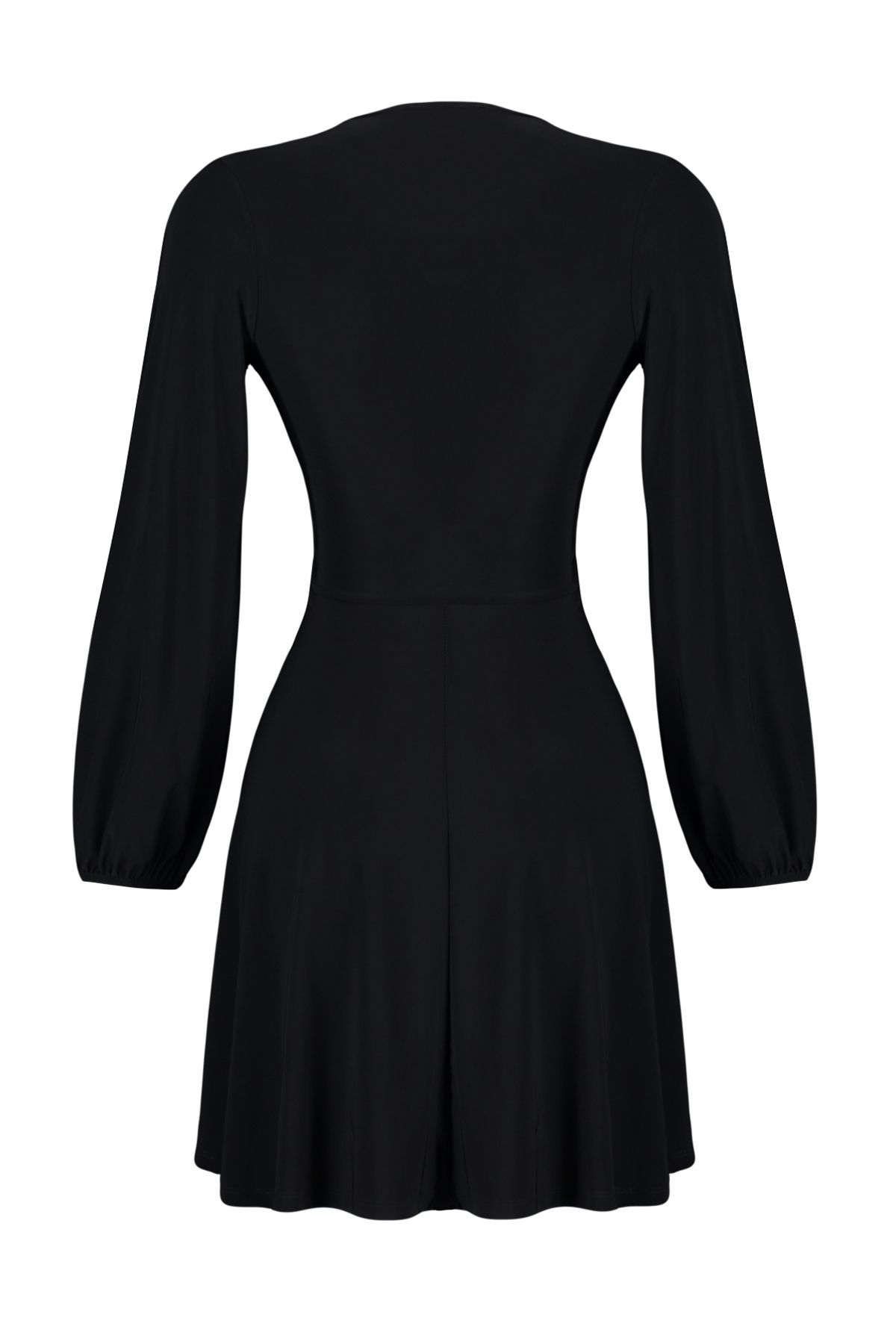 Trendyol Collection-Rochie midi skater neagră, uni, cu decolteu în V, cu deschidere, nisip TWOSS24EL00829 8