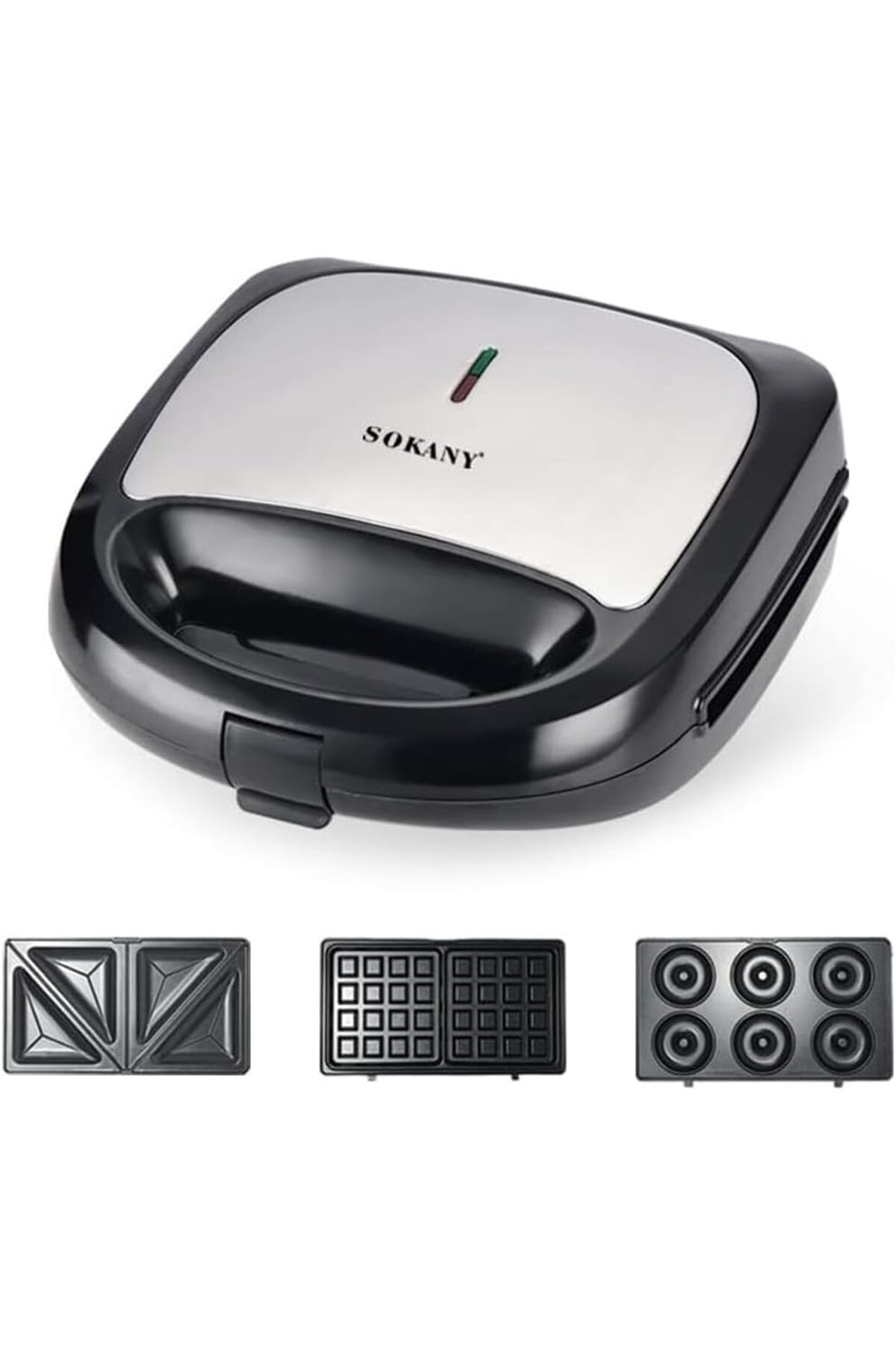 SOKANY-3 in 1 Multi-Purpose 750W Sandwich Maker, Waffle Maker, Donut Maker with Non-Stick Coating 5
