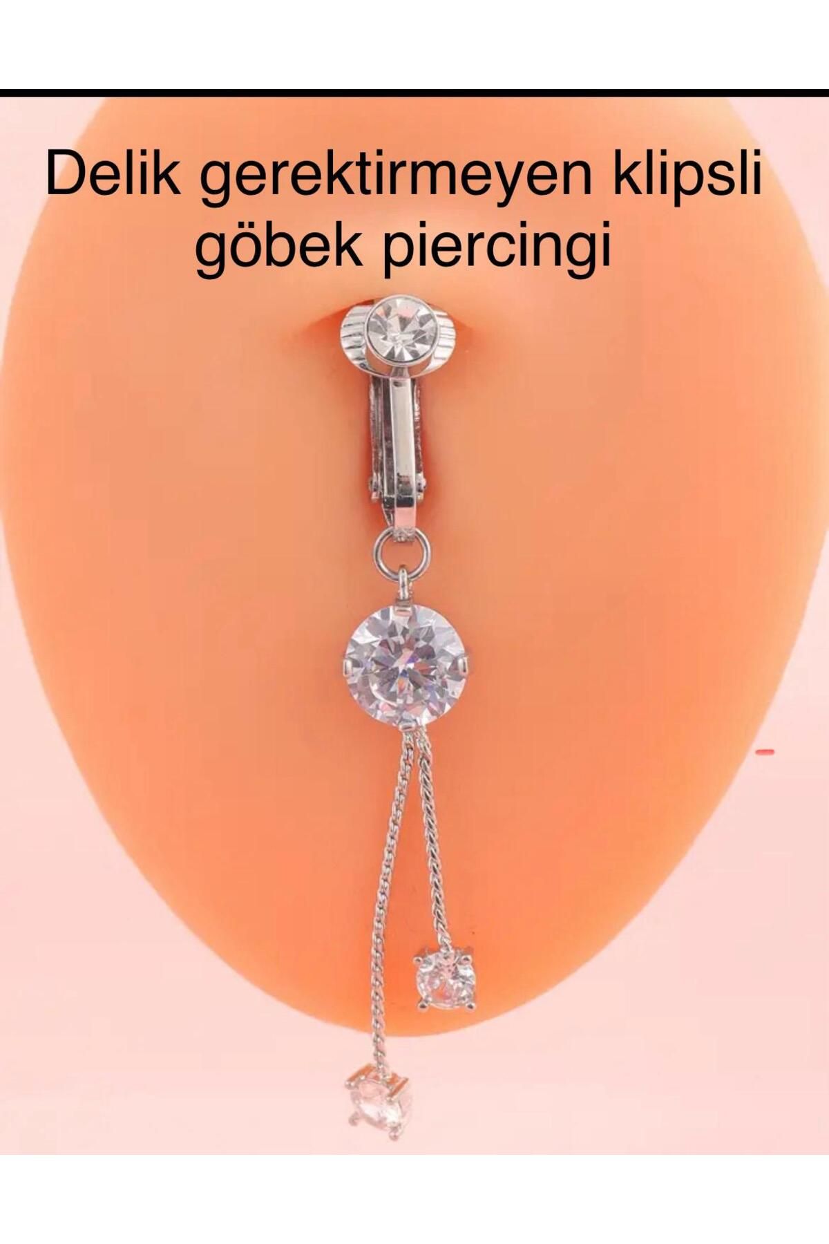 Delik Gerektirmeyen Fake Klipsli Göbek Piercingi