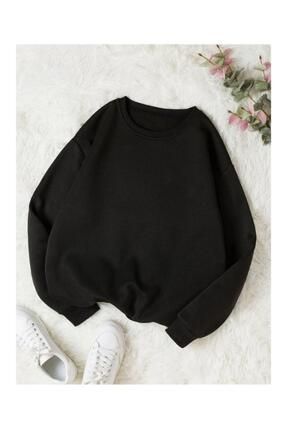 Fun Fashion Unisex Siyah Fit Oversize Kal n Pamuk Basic 2 Iplik ardonlu Sweatshirt Fiyat Yorumlar Trendyol