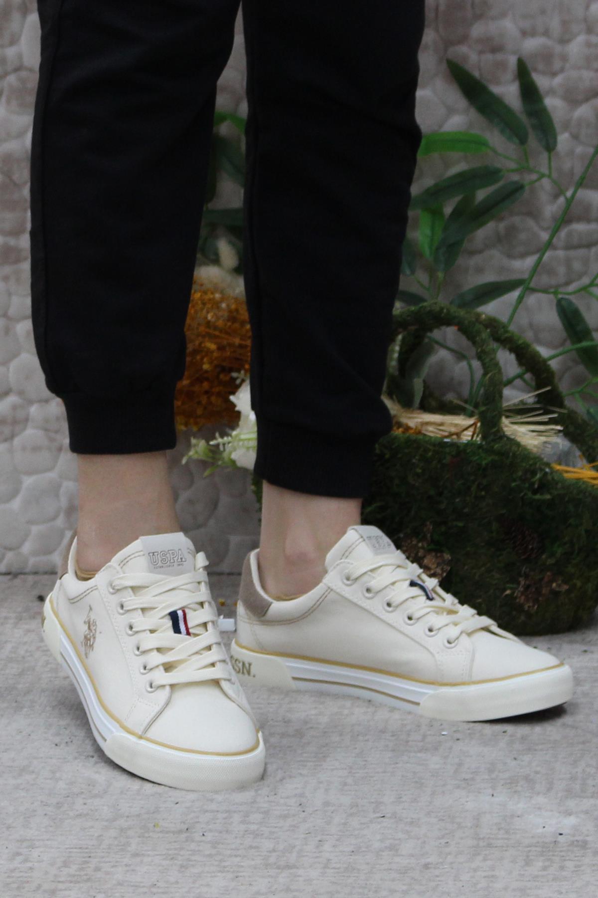 U.S. Polo Assn. یو اس پولو کفش زنانه اسنیکر اصل راشل بژ کفش اورجینال - تصویر 2