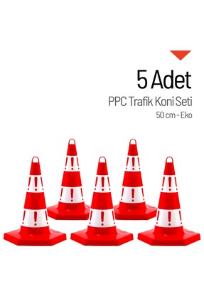 İleri Trafik 5 Adet Eko Trafik Konisi 50 cm - Ağırlıksız Trafik Dubası