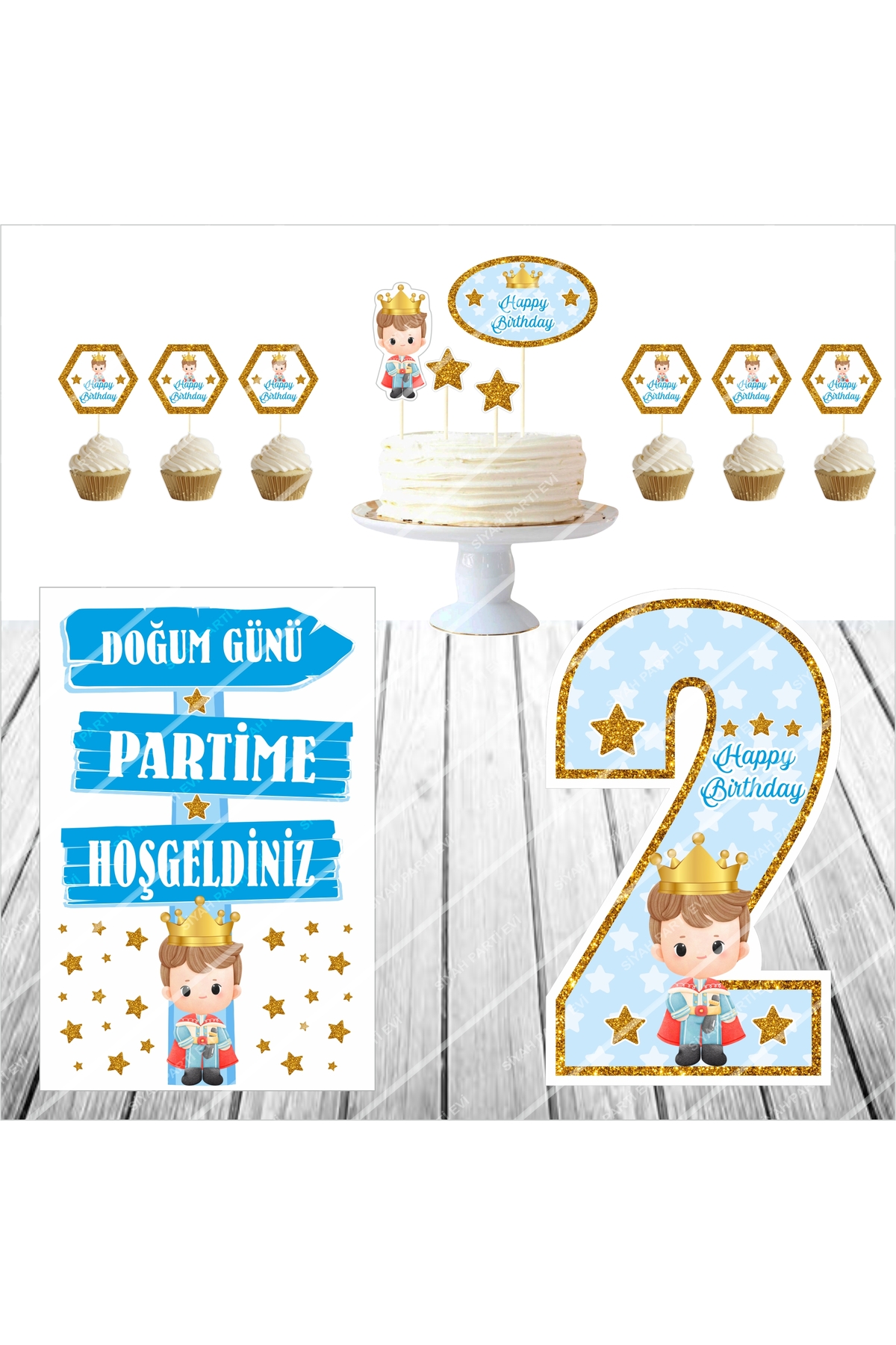 2 Yaş Doğum Günü Küçük Prens Pasta Süsü / Masa Maketi Seti