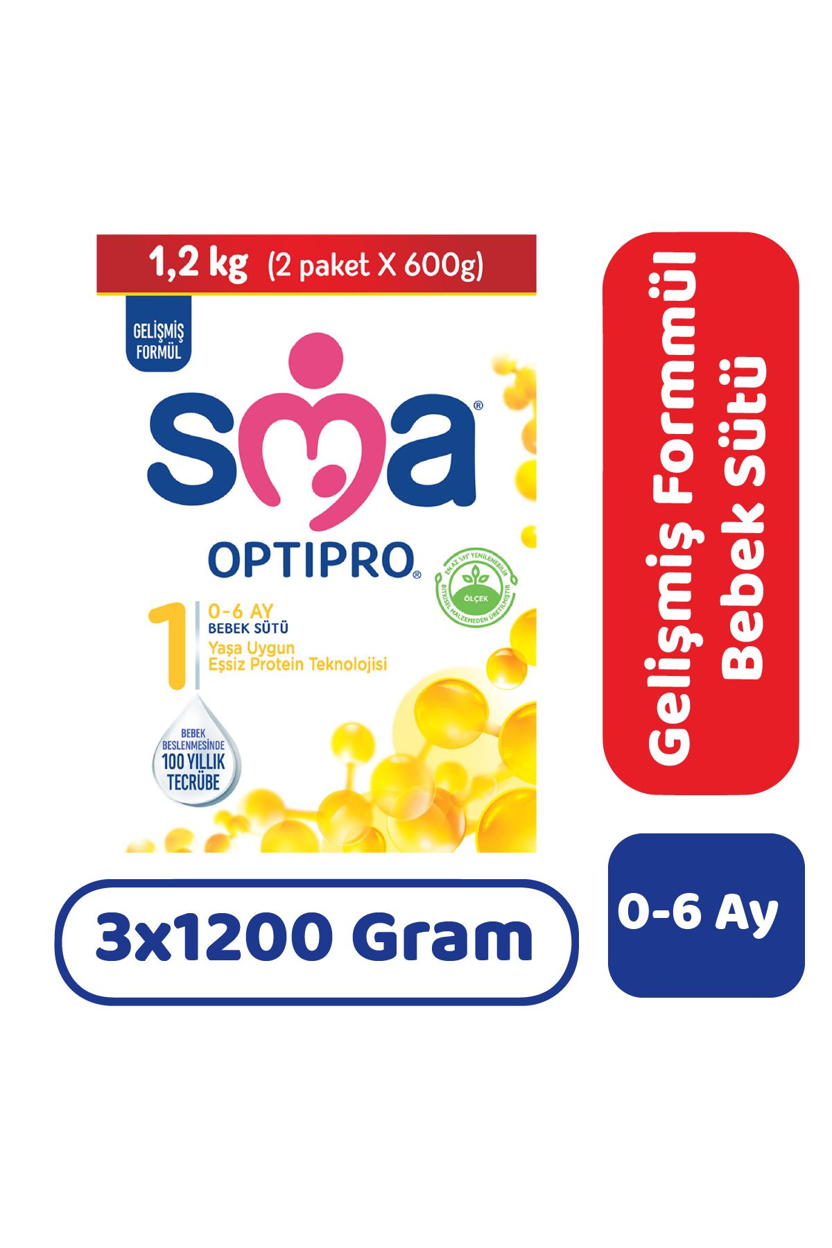 SMA Optipro 1 Bebek Sütü 1200 gr 3 Adet