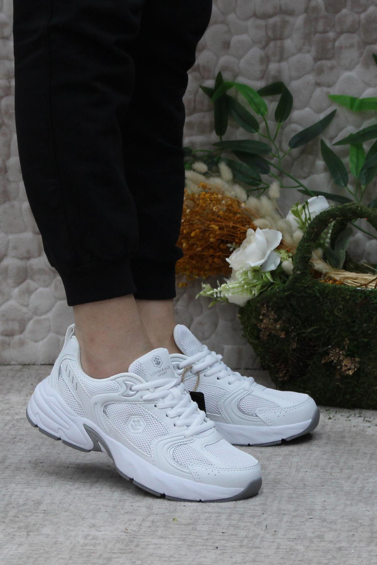Lumberjack  Pol Wmn 4FX Beyaz Gümüş Rahat Hafif Orijinal Ürün Kadın Spor Ayakkabı