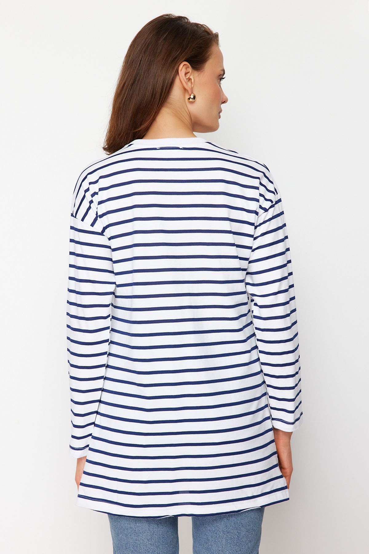 Trendyol Modest-Blau gestreifte Stricktunika TCTAW22UK0240 6