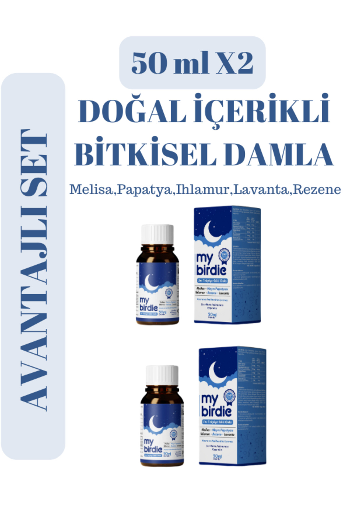 MyBirdie 2 Adet- Doğal İçerikli Bitkisel Damla-Melisa Papatya Rezene & Lavanta - Çocuklar İçin Takviye Damla