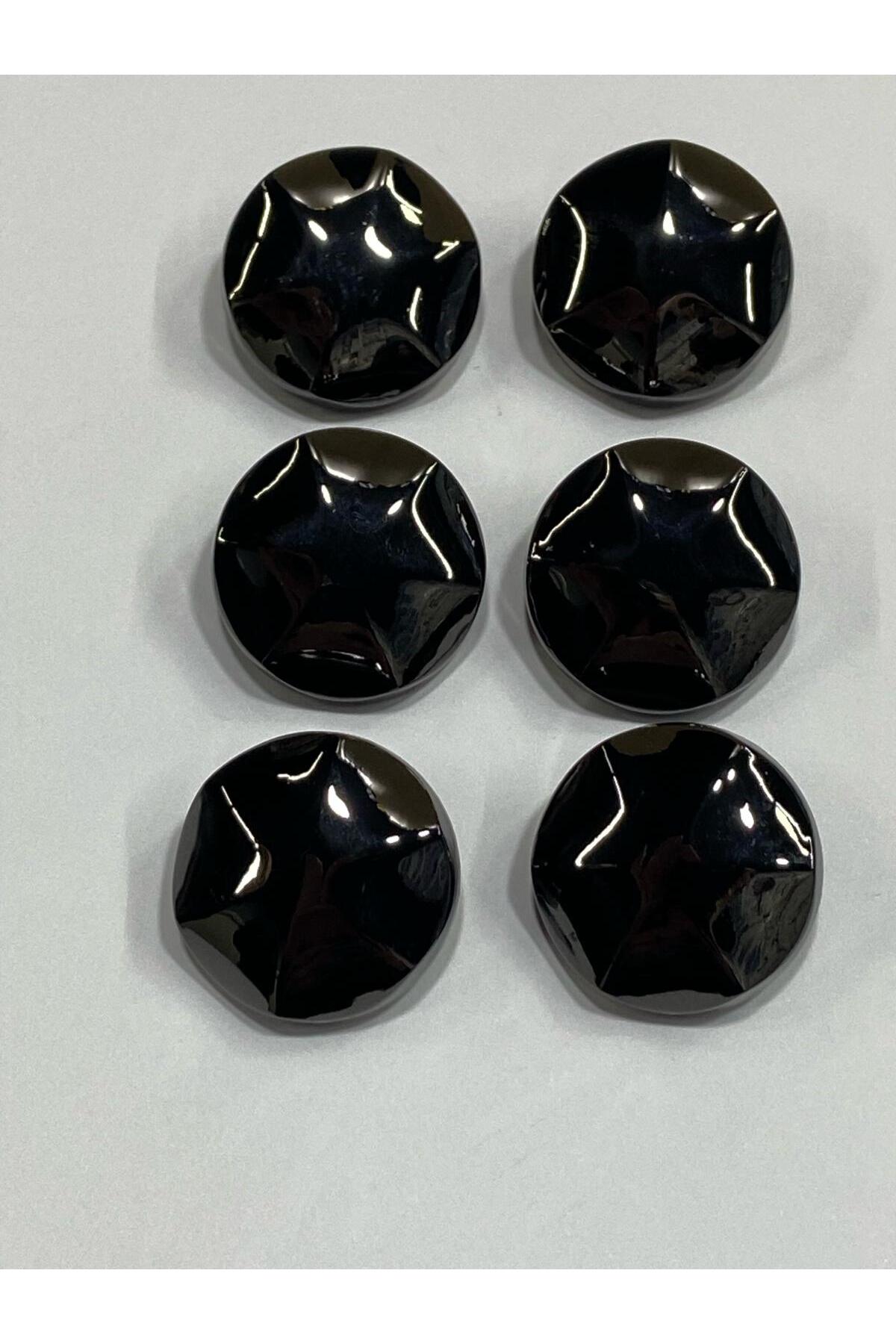 Metal Button/Coat Length/Set of 6/2,5 cm/jx18/Black
