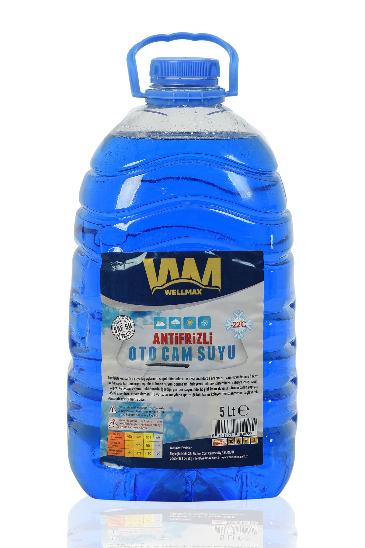 Wellmax Antifrizli Oto Cam Suyu 5 Lt -22 Derece