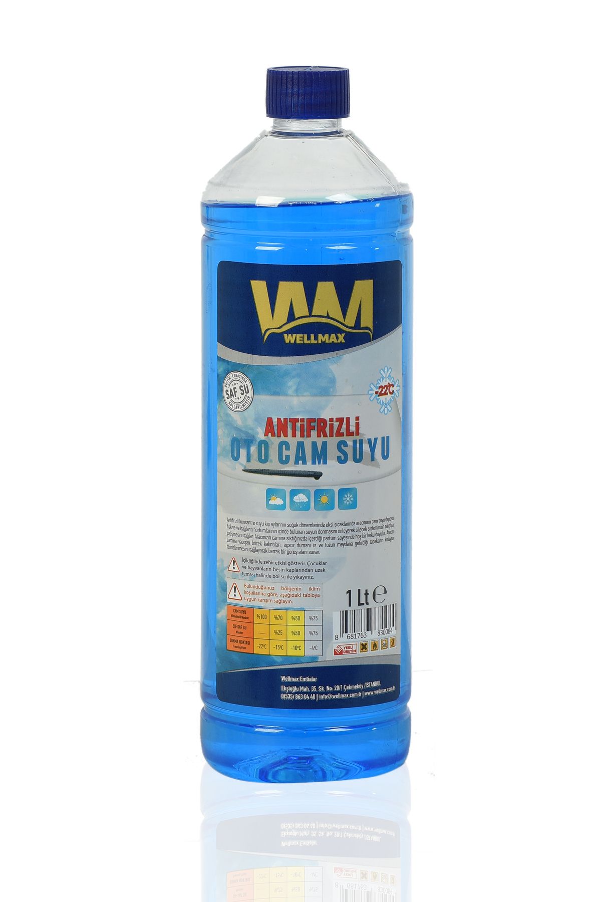 Wellmax Antifrizli Oto Cam Suyu 1 Lt -22 Derece