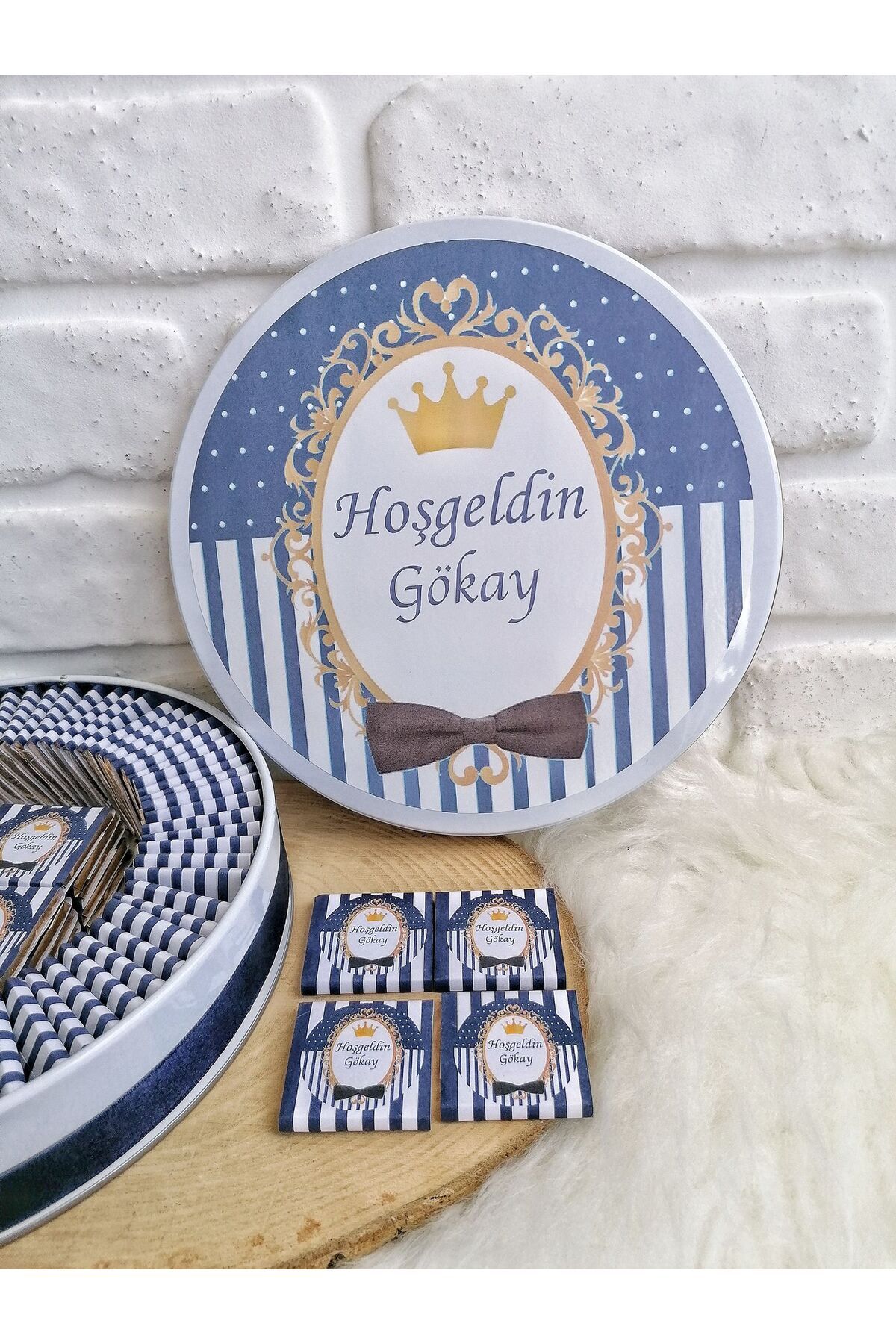 BUGİTO 80 Adet İsme Özel Erkek Bebek Doğum Sünnet Hatırası Hediyelik Çikolata fotoğrafı 5 (önizleme)