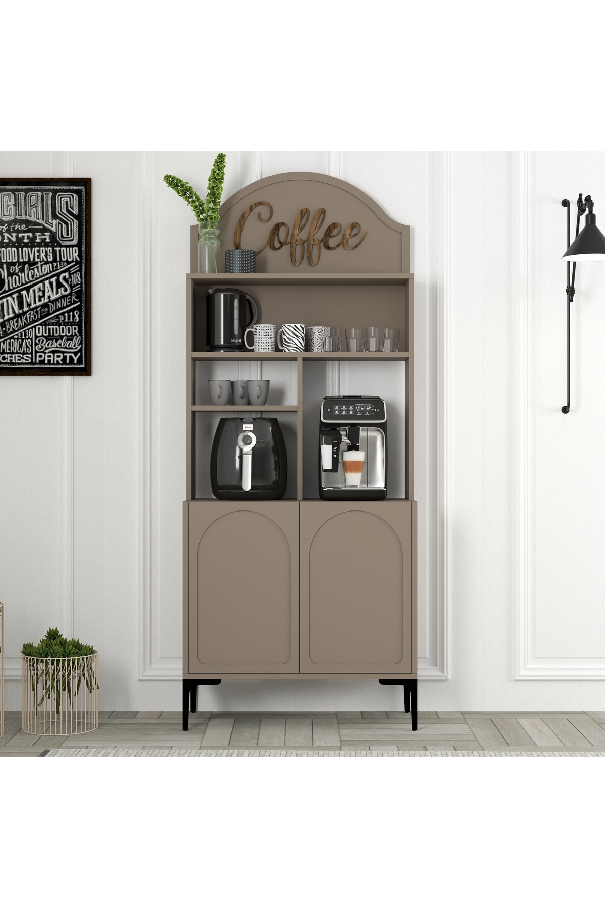 Lyon Coffee Corner Multipurpose Cabinet 80cm - Atlas / Black