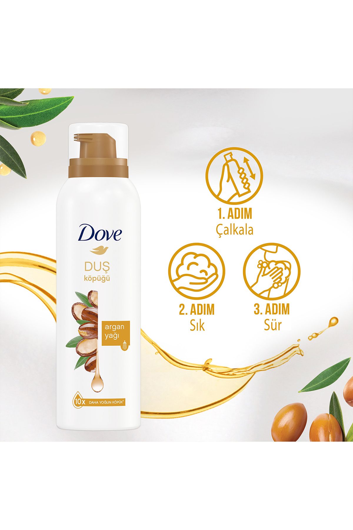 Dove-Foam Shower Gel Argan Oil Creamy Formula with 10 Layers of More Dense Foam 200 ml 6