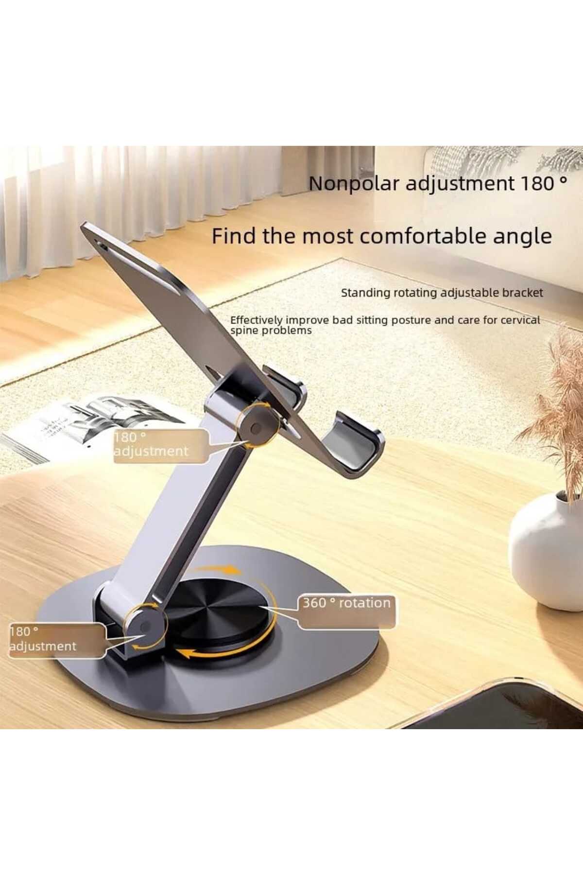 360° Dönen Metal Masaüstü Telefon Standı Mor, Açılı, Katlanabilir Telefon Tutucu 4