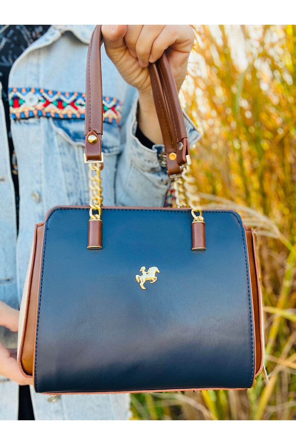 Miami Polo Club Gold Women's Shoulder Bag with Accessory Detail