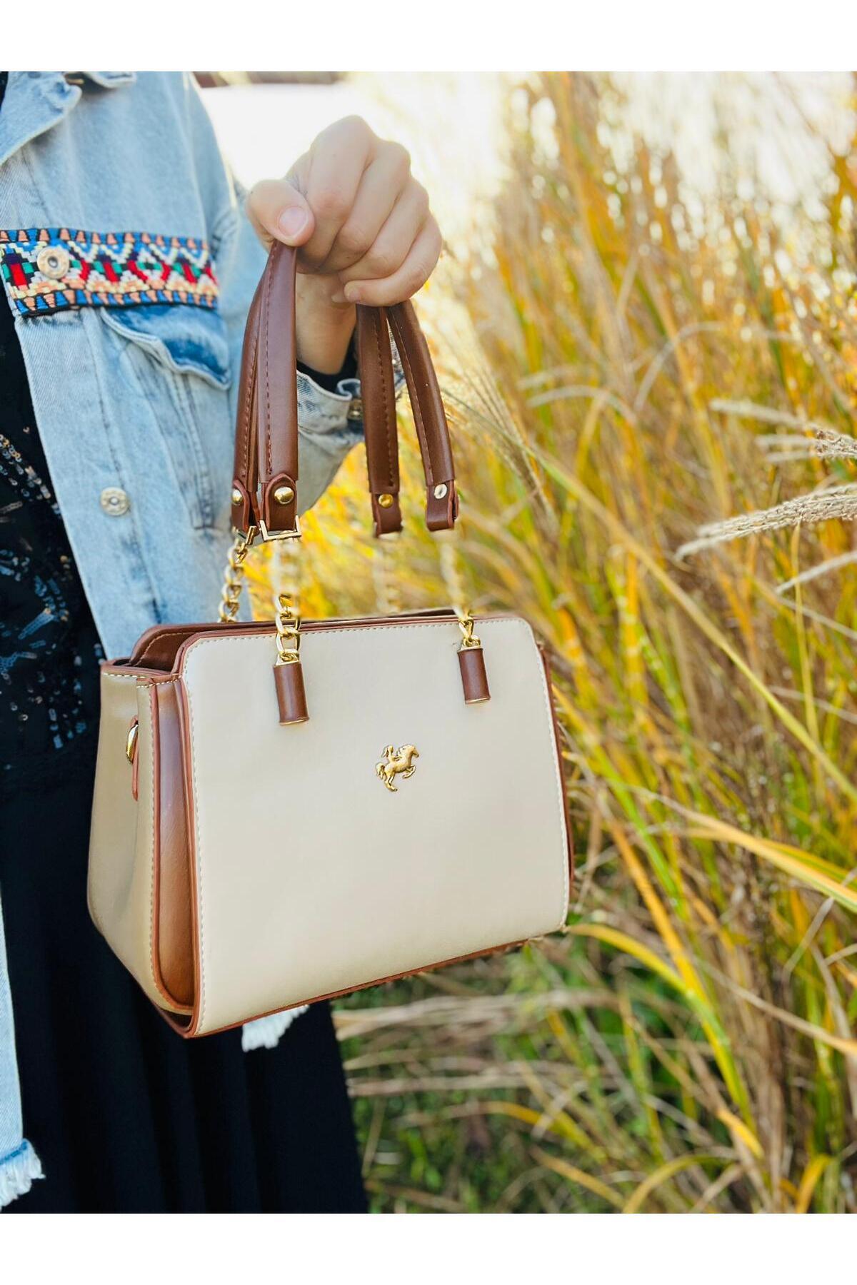 Miami Polo Club Gold Women's Shoulder Bag with Accessory Detail
