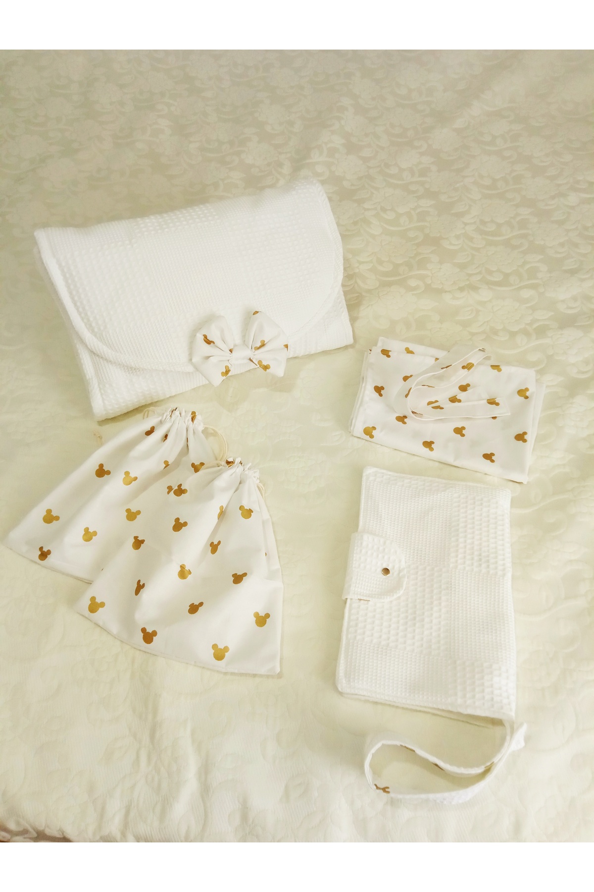 Wenaris 17 parçalık yuvarlak babynest seti ( poplin ve  beyaz waffle pike kumaşları) fotoğrafı 4 (önizleme)