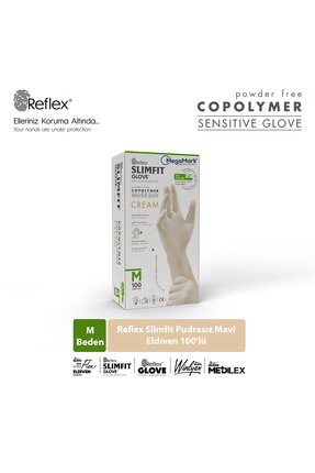 Reflex Slimfit Pudrasiz Krem Eldiven M Beden 100'lü