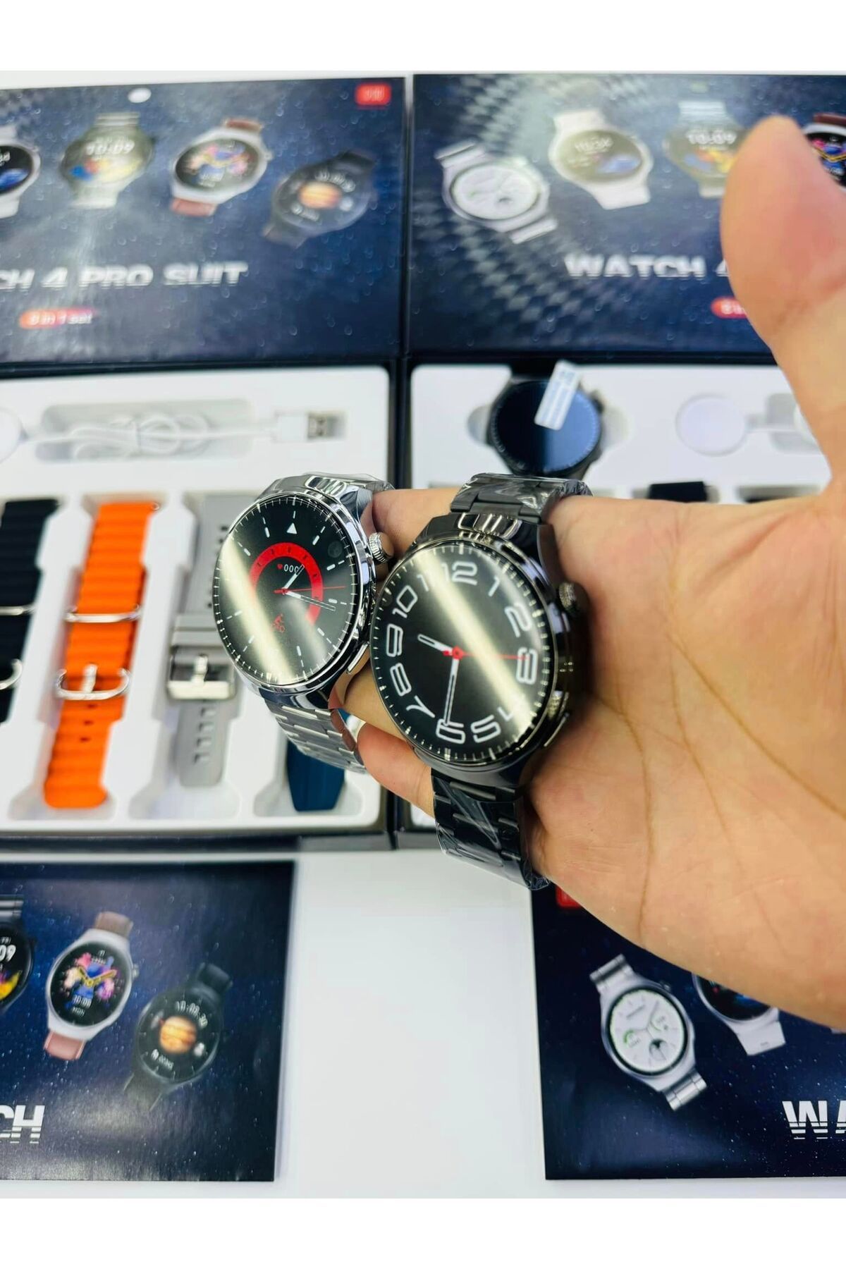 Watch 4 Pro Ultra 8 In 1 Akıllı Saat 7 Kordonlu Takvim Spor Whatsapp Menülü