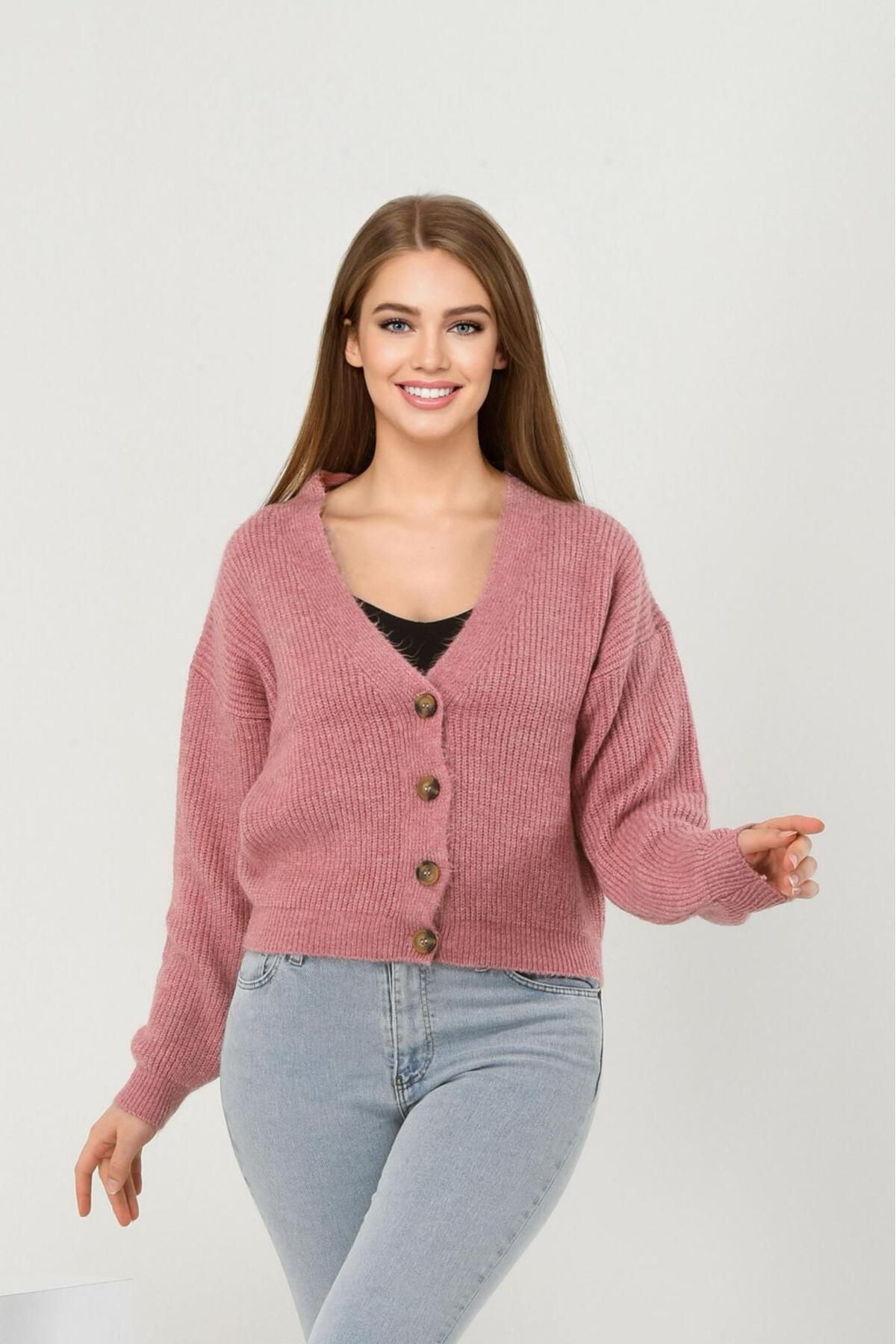 NOBLELOOK-Women's Oversize V-Neck Knitwear Cardigan 1