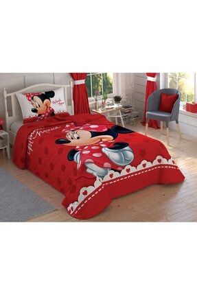 Kırmızı Lisanslı Disney Minnie Mouse Lovely Yatak Örtüsü 8682475044275
