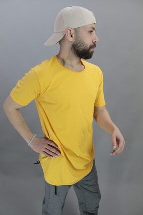 Erkek Sarı Long Fit Basic T-shirt EYTS1031