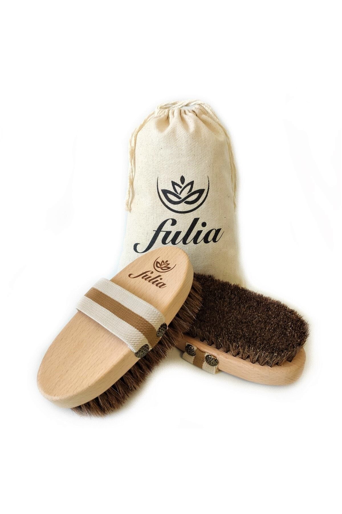 ست دوتایی برس سلولیت موی اسب و برس صورت موی اسب 100% طبیعی Fulia