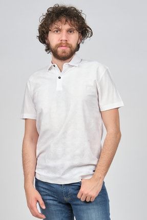 Erkek Desenli Polo Yaka T-shirt 1341806 Beyaz 8113420201806
