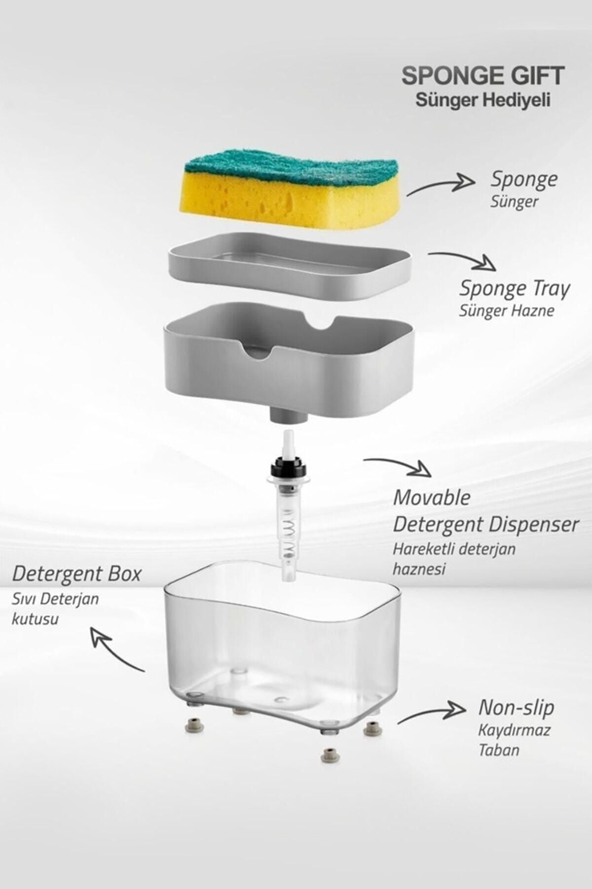 Lira-Push-Push Detergent Container Sponge Holder Including 1 Sponge 650ml 7
