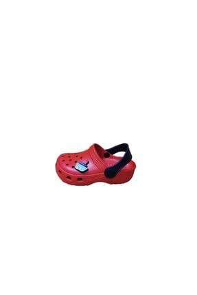 Çocuk Kırmızı Gemi Desenli Sandalet E012-2