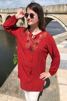 Kadın Uzun Kol Şile Bezi Kanavice Işlemeli Bluz K1