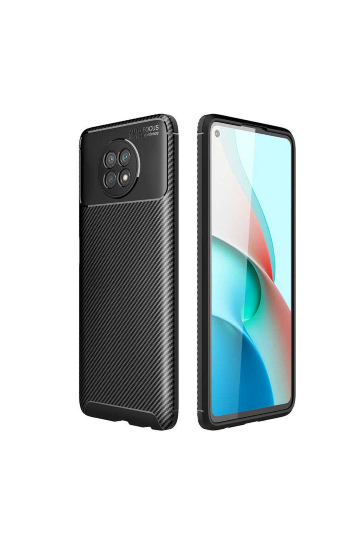 Xiaomi Redmi Note 9t Compatible Camera Protected (CARBON DESIGN) Silicone Case Black